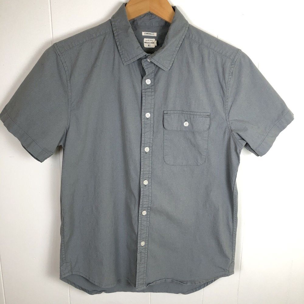 Bridge & Burn Standard Fit Short Sleeve Button Down Shirt Mens Size Medium